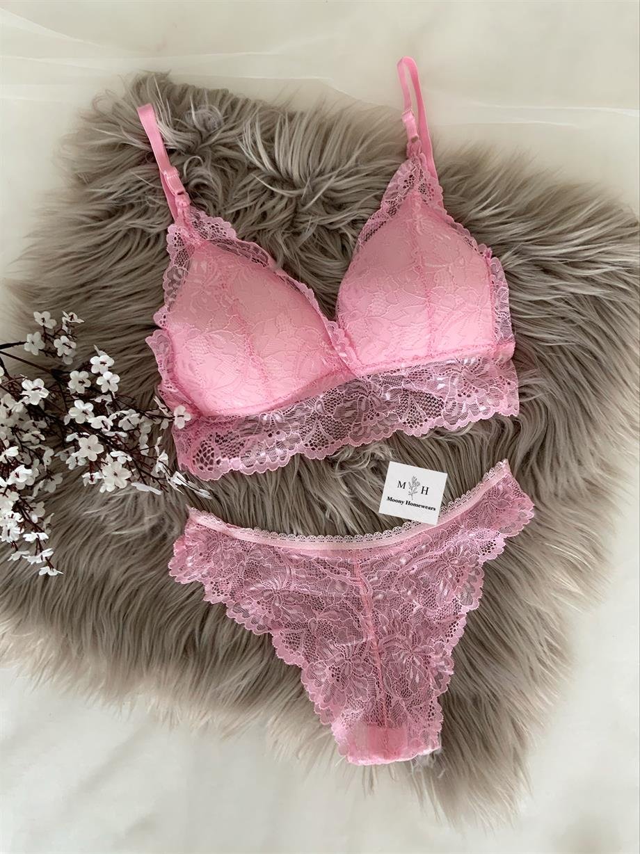 Pembe Bralet Takımı