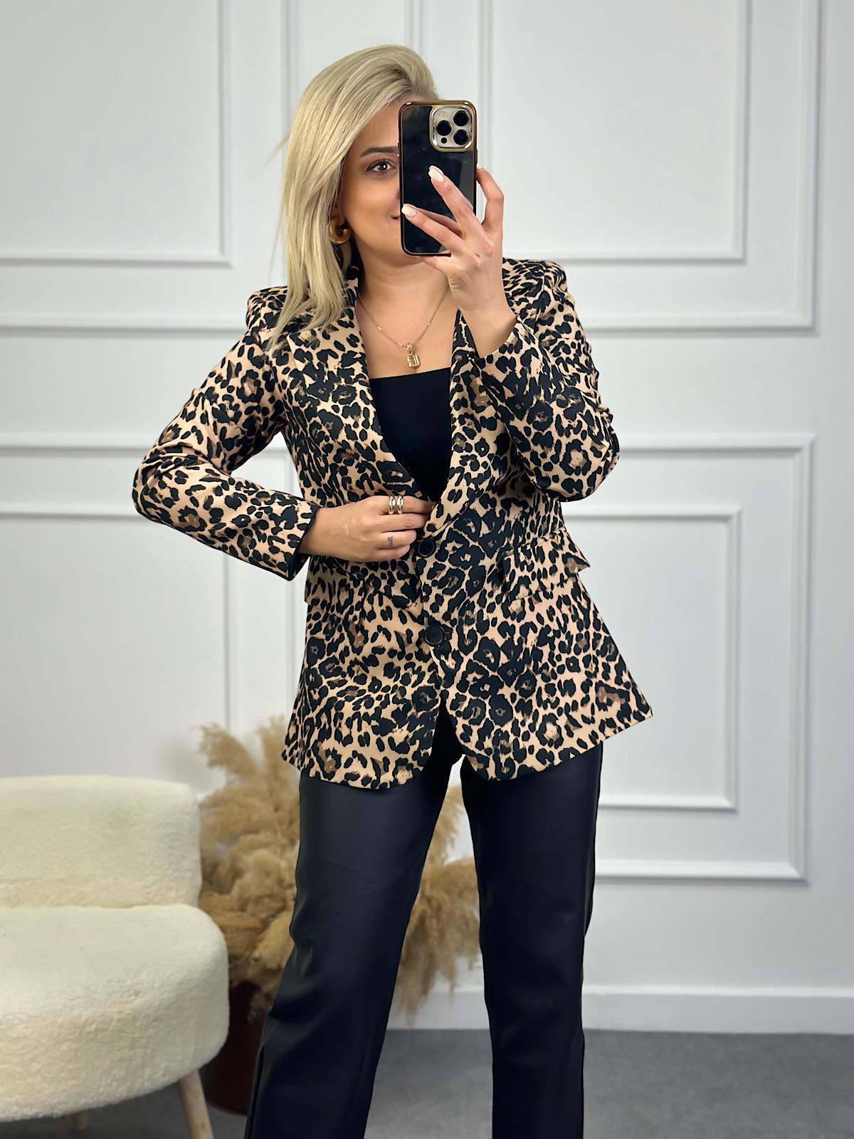 Leopar Ceket KAHVE-23MeDIS00010