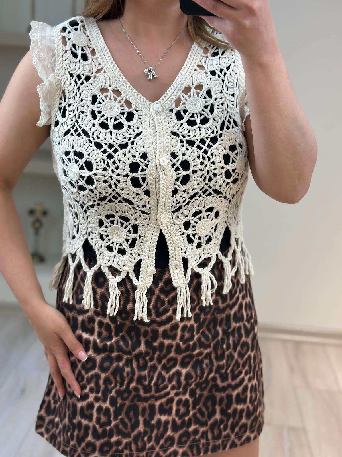 Örgü Detay Bluz EKRU-23YUST000156