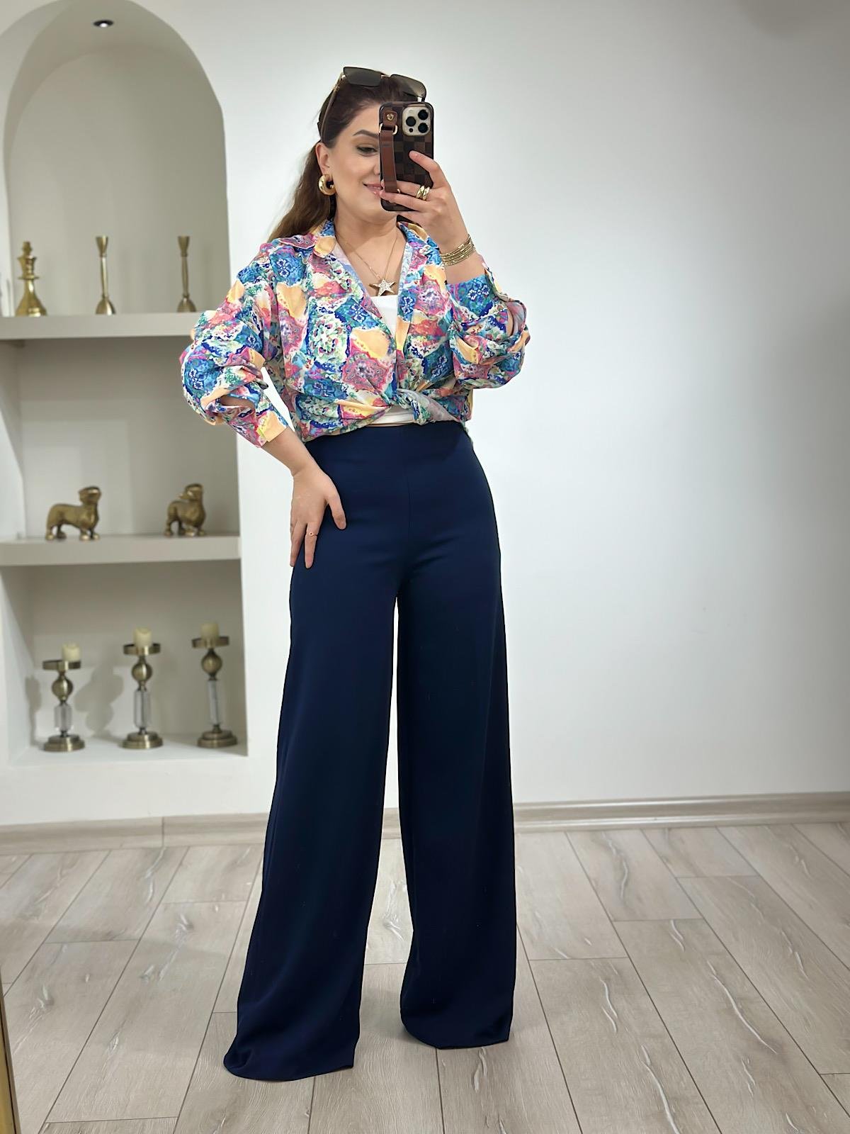 Premium Bol Paça Kumaş Pantolon LACİVERT-23MeALT00078