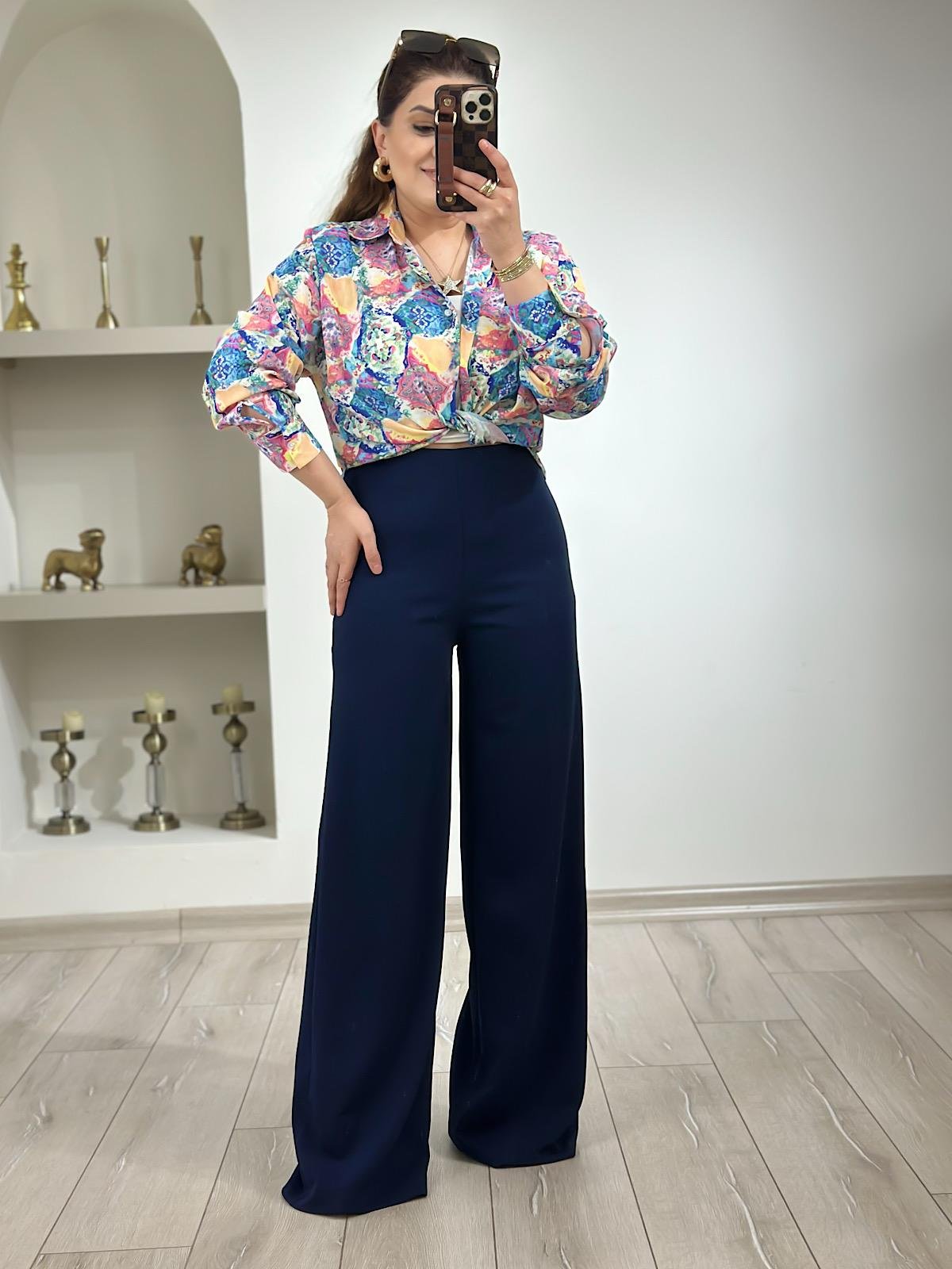 Premium Bol Paça Kumaş Pantolon LACİVERT-23MeALT00078