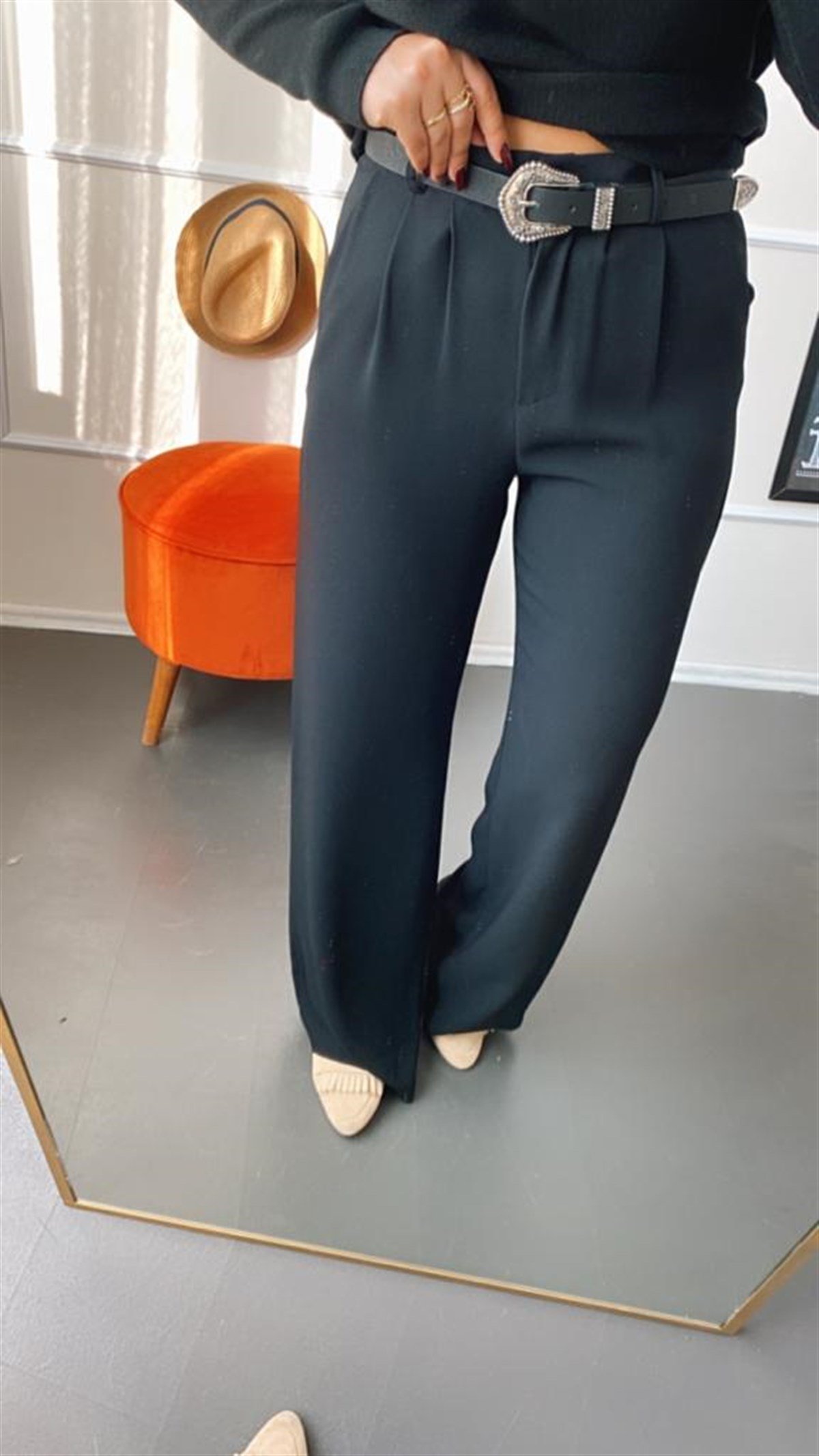 Belı lastıklı palazzo pantalon