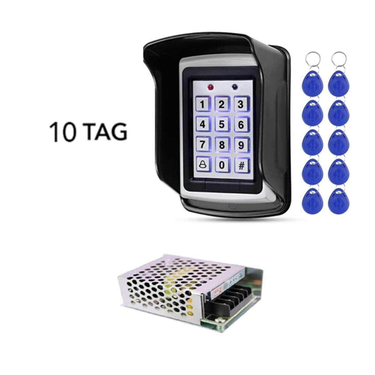 P200 -Rfid Şifreli Geçiş Kapı Kilidi  10 Tag Koruyucu Kapak Adaptör