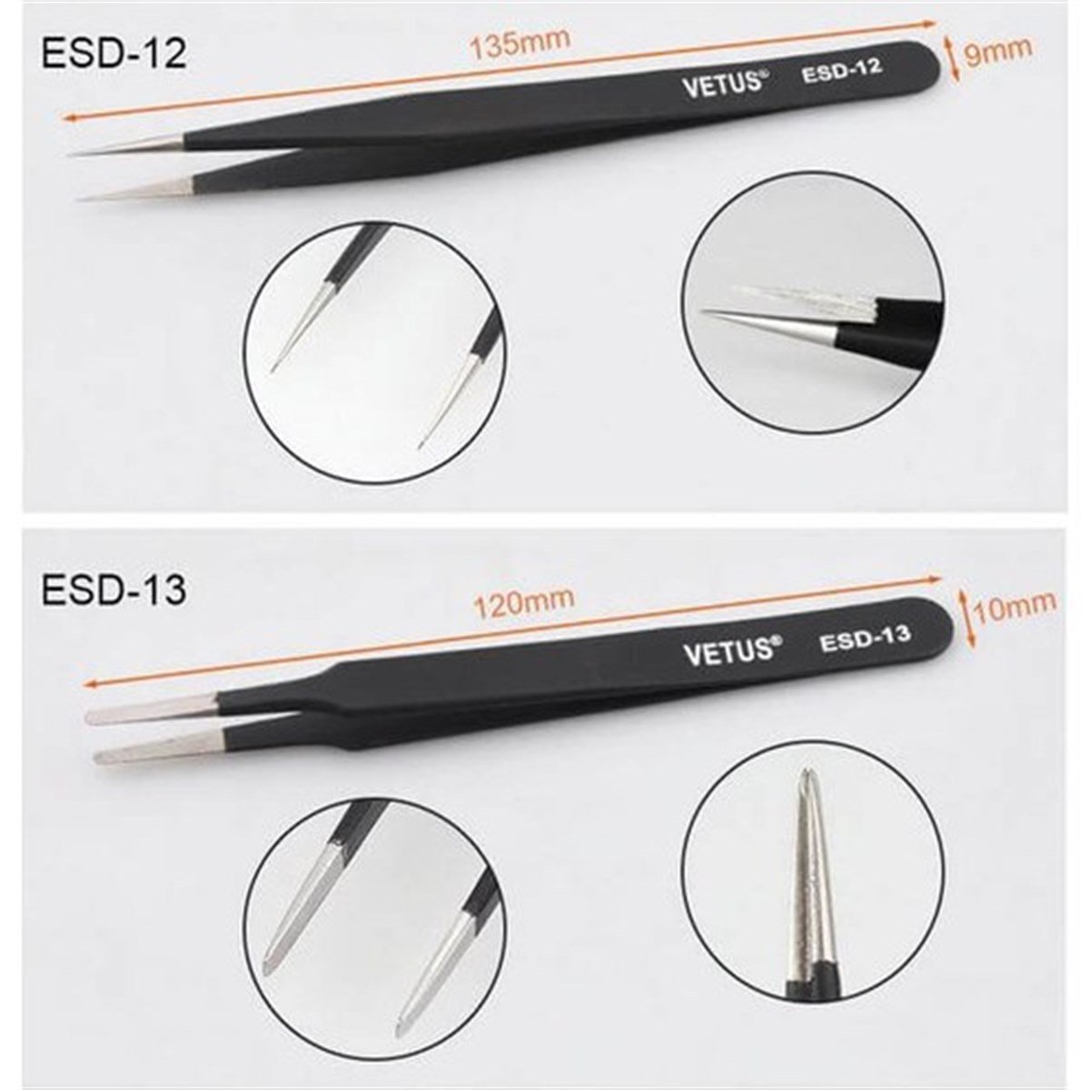 Vetus Hassas Elektronik Cımbız Seti Antistatik Çelik Tweezer Set