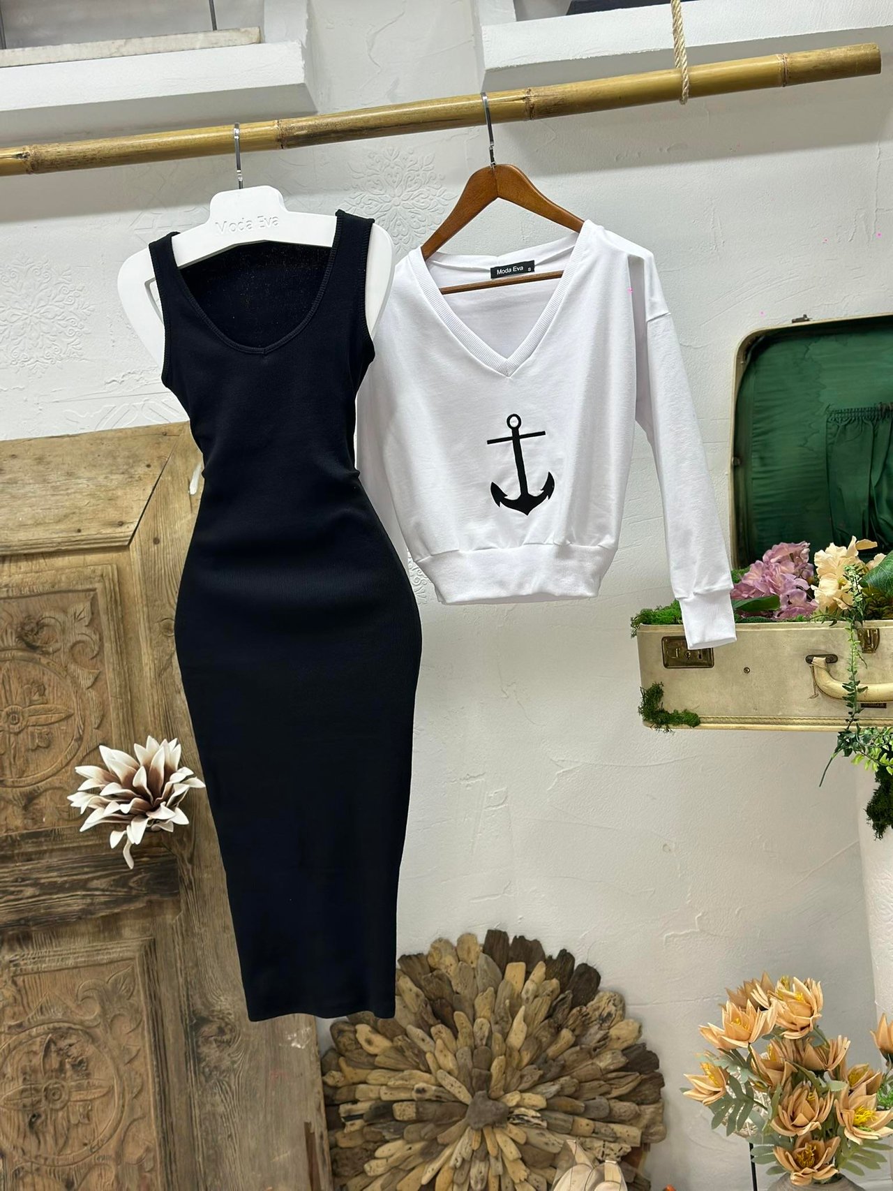 Kaşkorse Kumaş Elbise İki İplik Sweat İkili Takım Siyah 