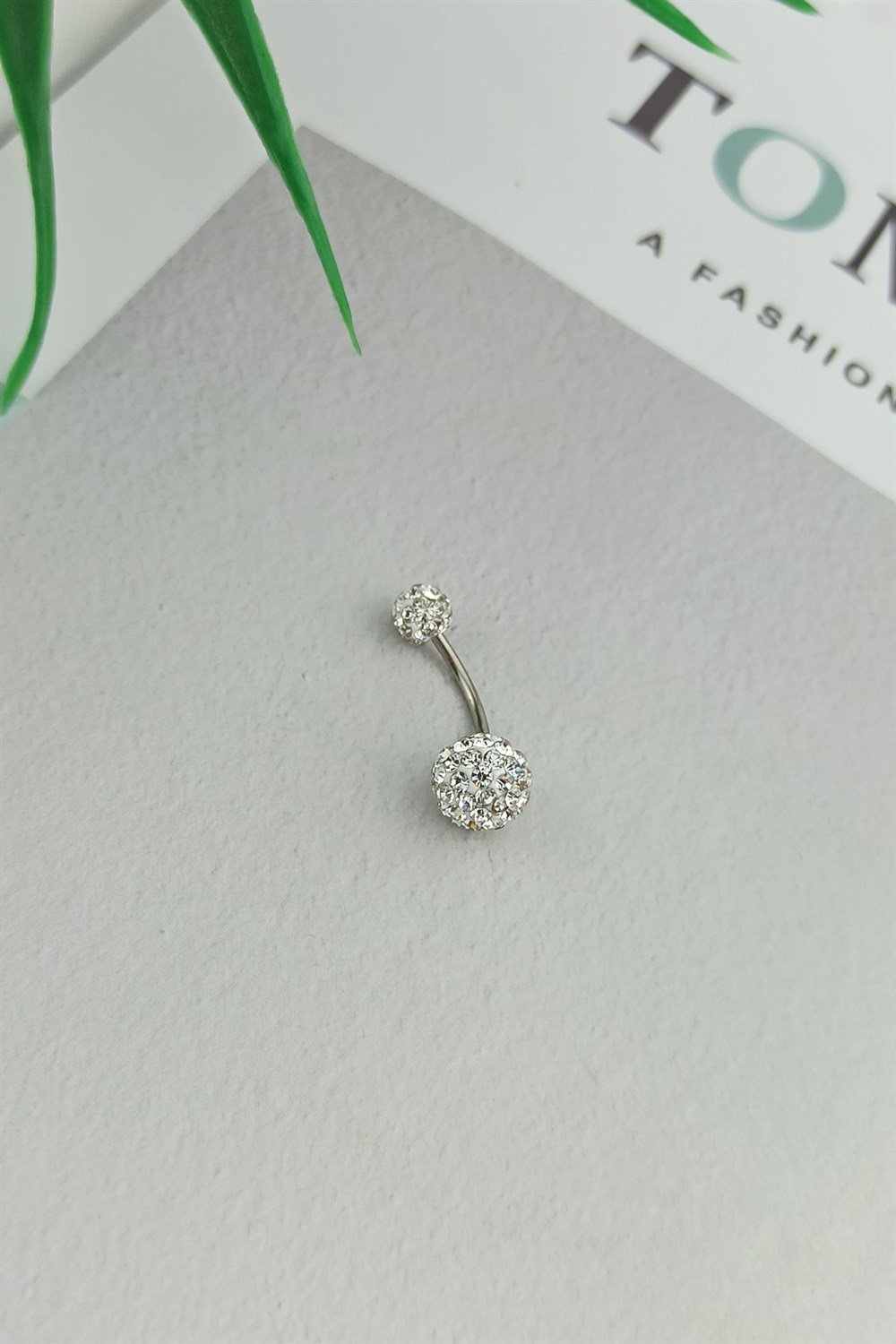 316 L Cerrahi Çelik İki Tarafı Taşlı Göbek Piercing TrPiercing0115 PierX200X