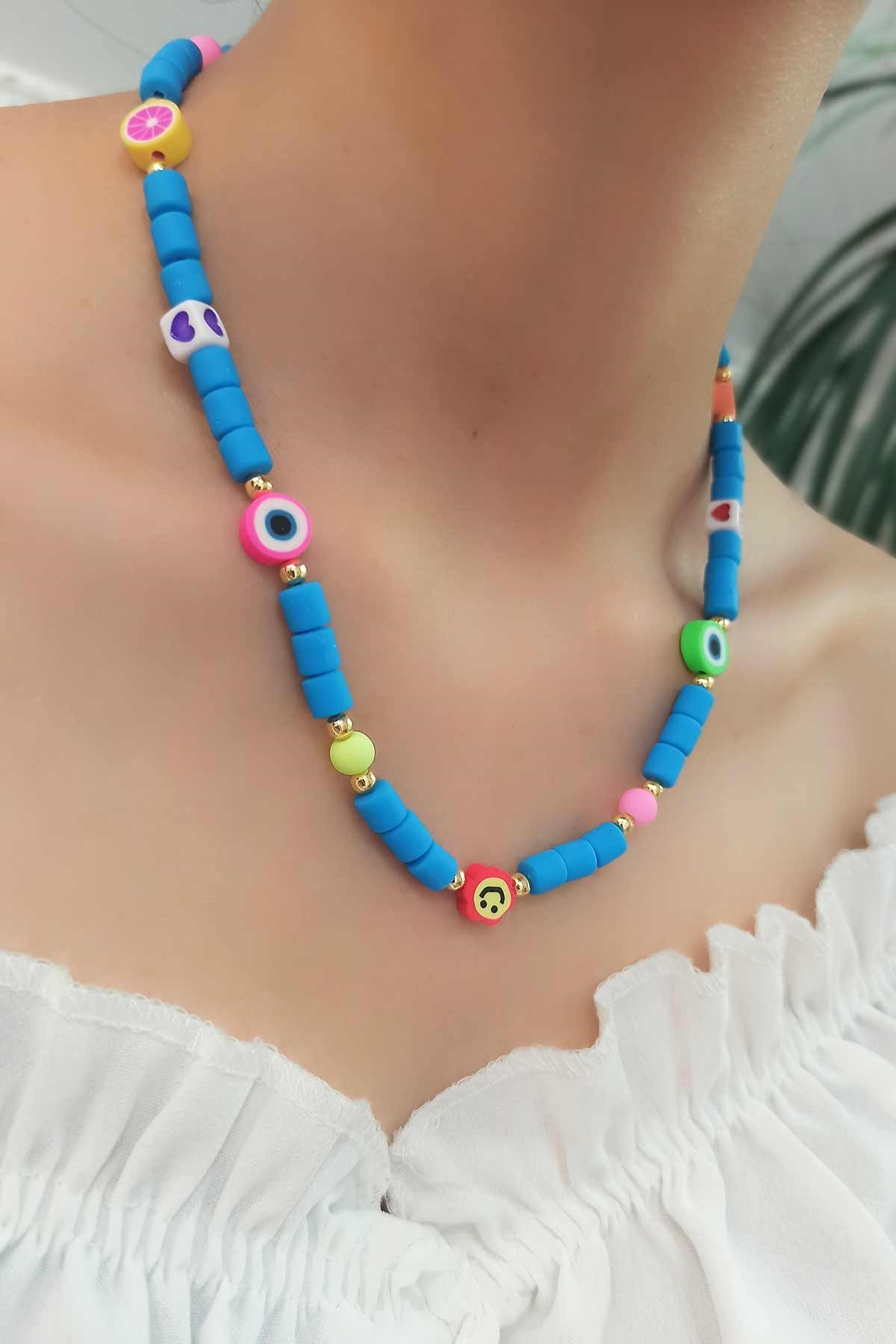 Fimo Boncuk Emoji Kolye TrKolye5644 B33503