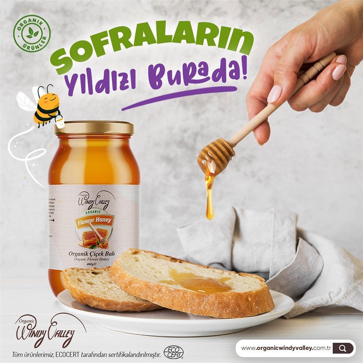 Organik Çiçek Balı Tunceli Pülümür Ecocert Sertifikalı (500gr)
