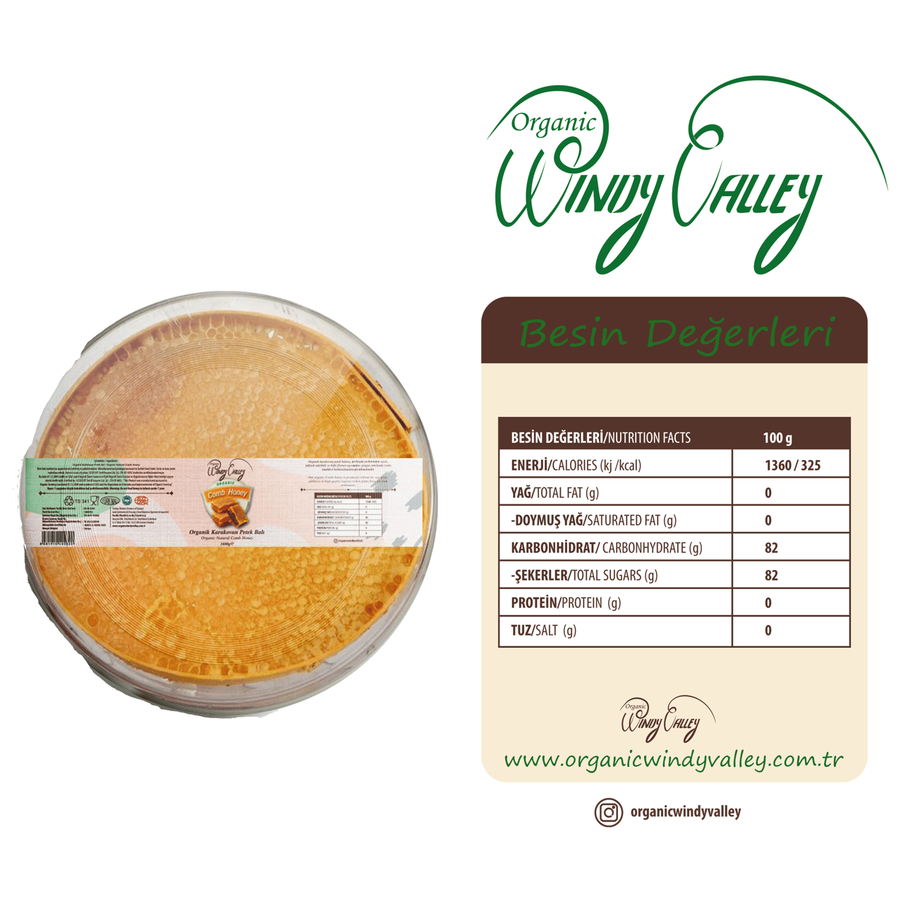 Organik Karakovan Petek Balı   (1600 gr)  