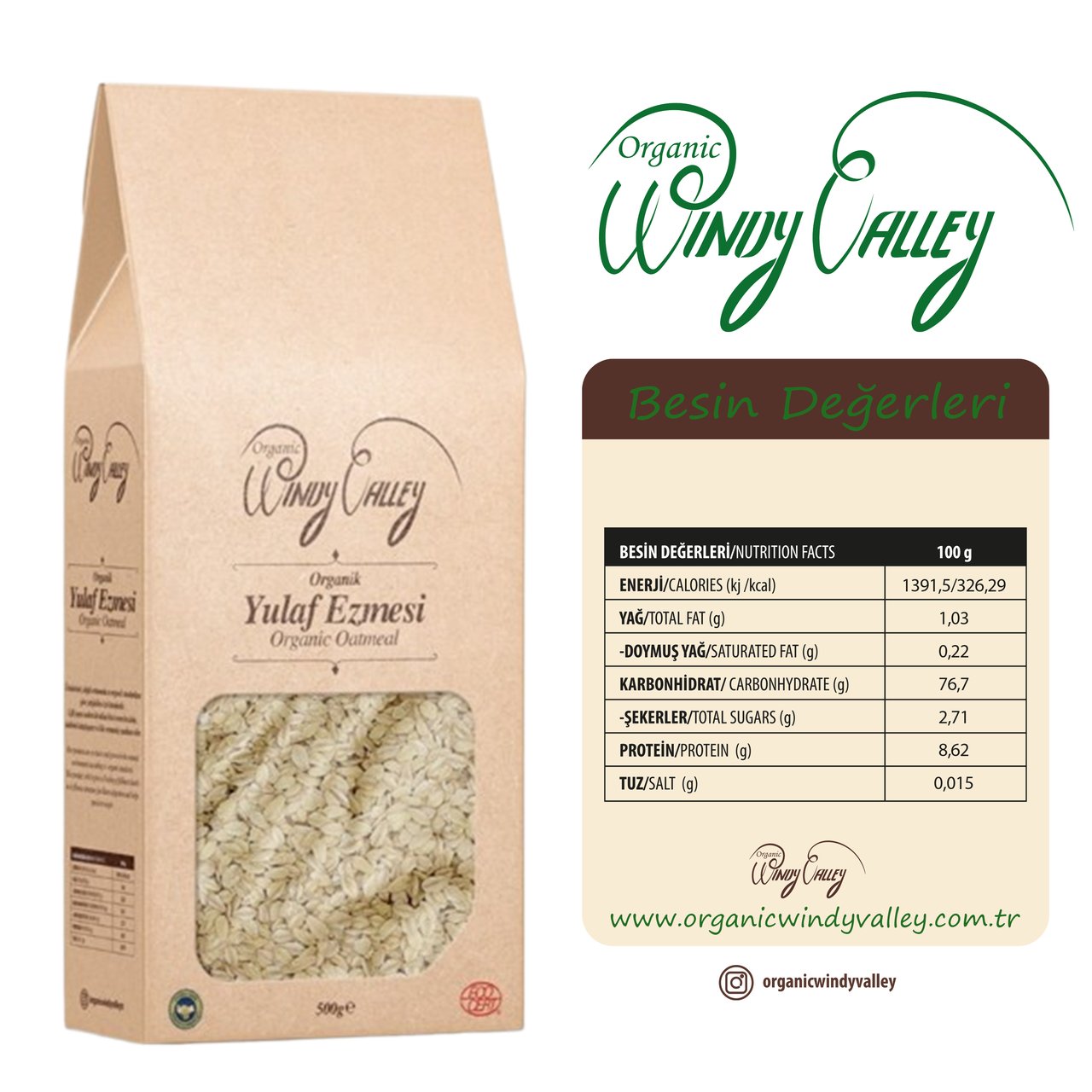 Organik Yulaf Ezmesi  (500 gr)    