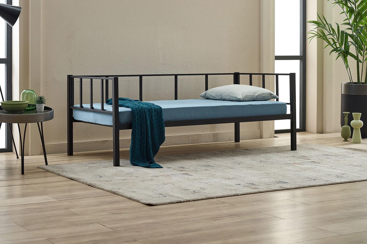 Bedliga Titan Daybed Tek Kişilik Karyola Divan Sedir Siyah 90x190