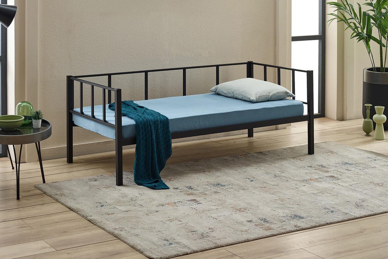 Bedliga Titan Daybed Tek Kişilik Karyola Divan Sedir Siyah 90x190