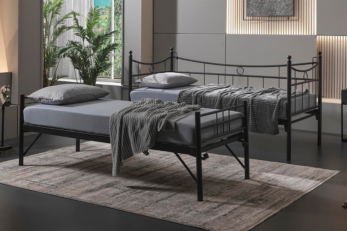 Unimet Daily Yavrulu Daybed-Yataklar Dahil-Çift Tek Kişilik Metal Karyola