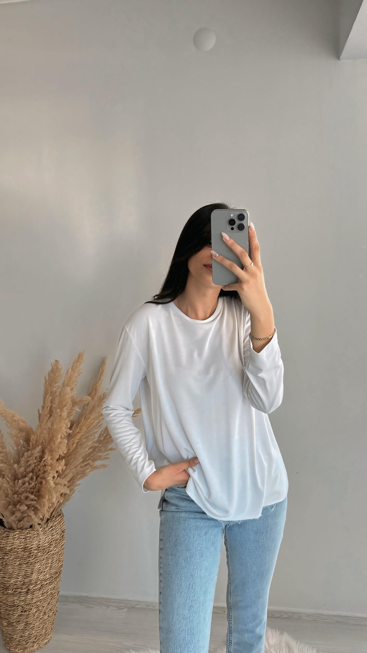 Beyaz Oyss Modal Kumaş Tshirt