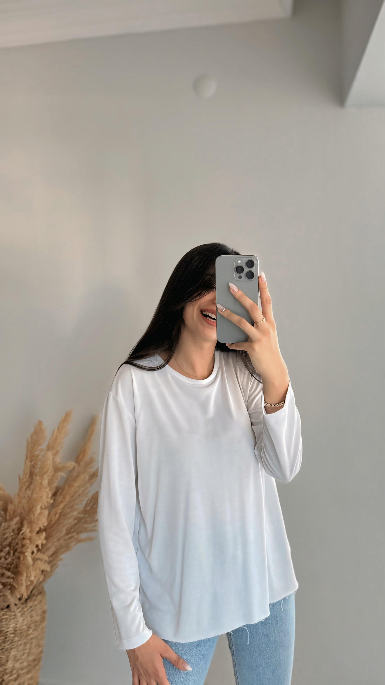Beyaz Oyss Modal Kumaş Tshirt
