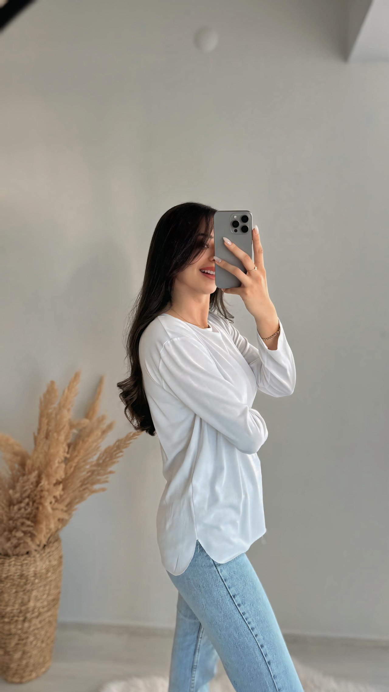 Beyaz Oyss Modal Kumaş Tshirt