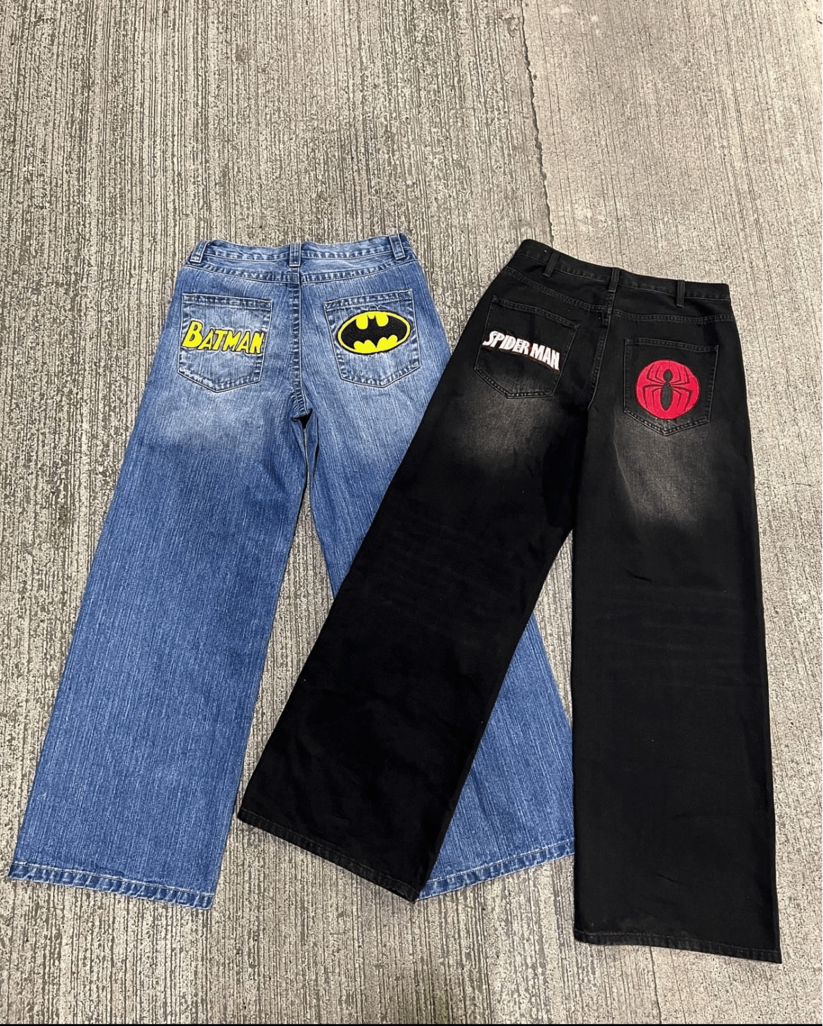 Batman - Spider-Man Detail Baggy Unisex Jean
