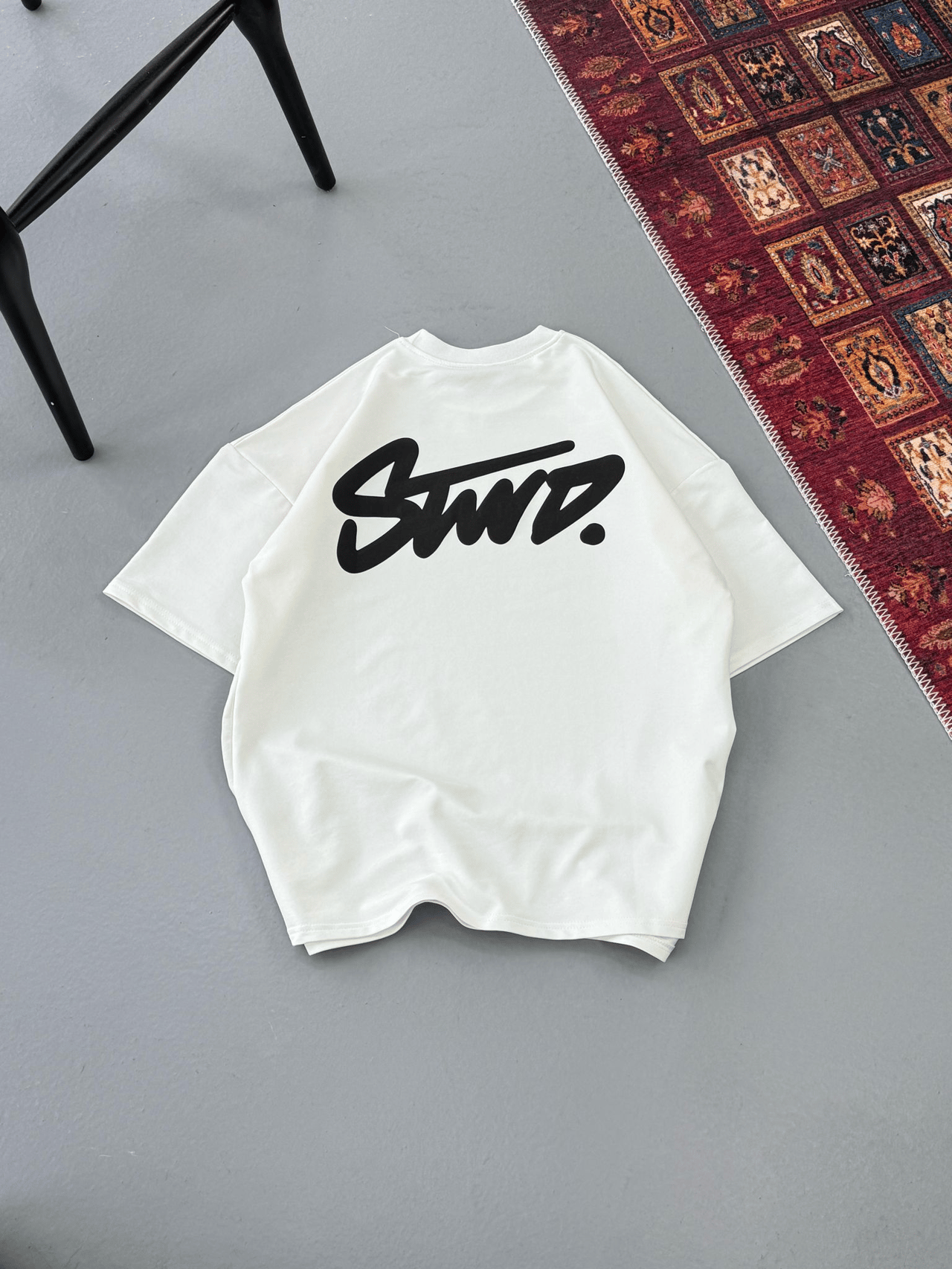 Beyaz Swd Sırt Baskılı Oversize Kısa Kol Tshirt