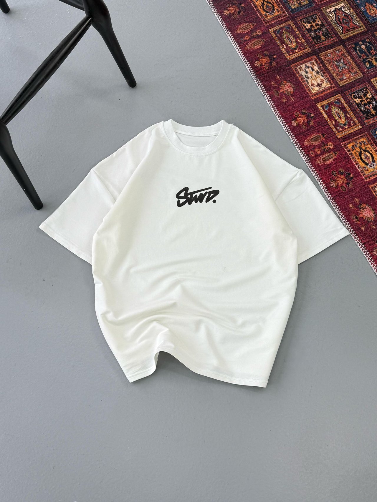 Beyaz Swd Sırt Baskılı Oversize Kısa Kol Tshirt
