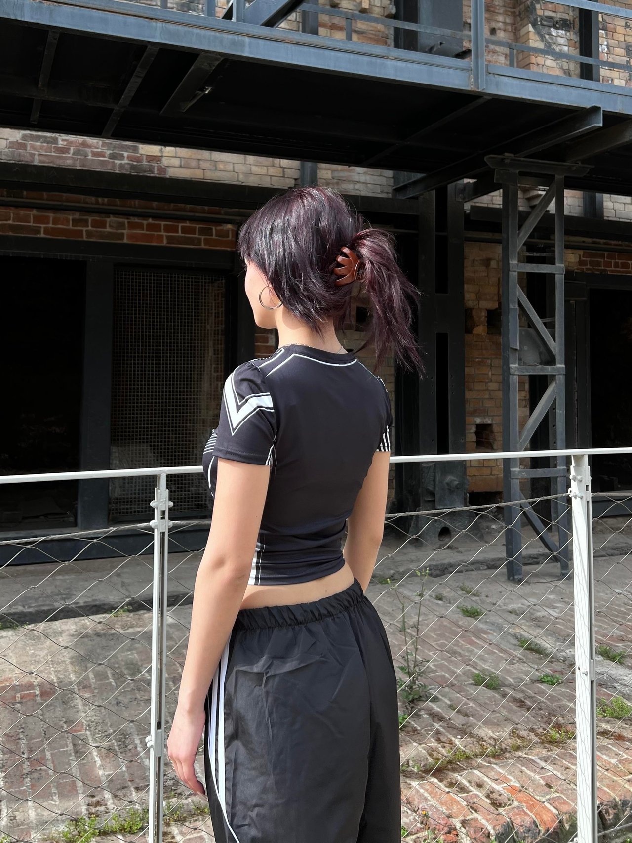 Brave Black Detail Tech Crop Top