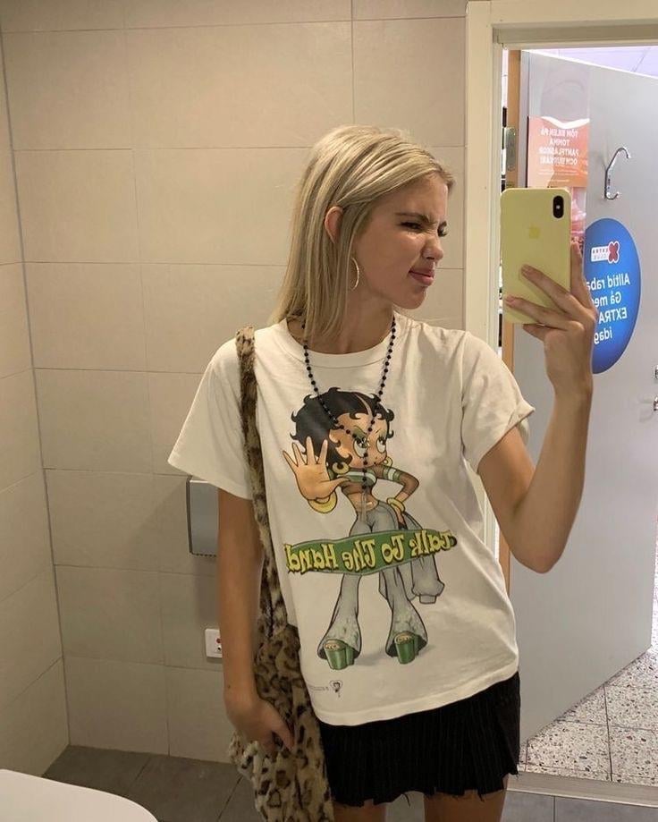 Cute Betty Boop Detail Oversize Unisex T-shirt