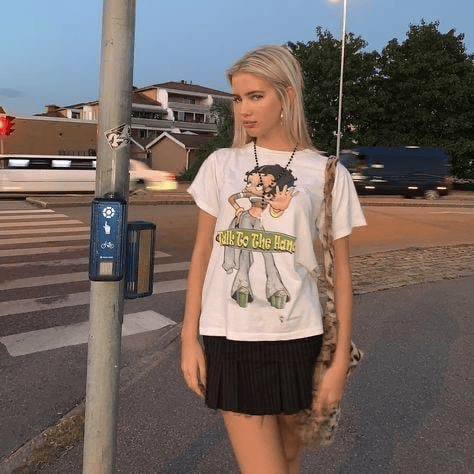 Cute Betty Boop Detail Oversize Unisex T-shirt