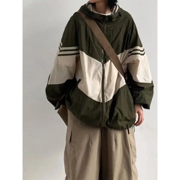 Haki Paraşüt Kumaş Vintage Ceket