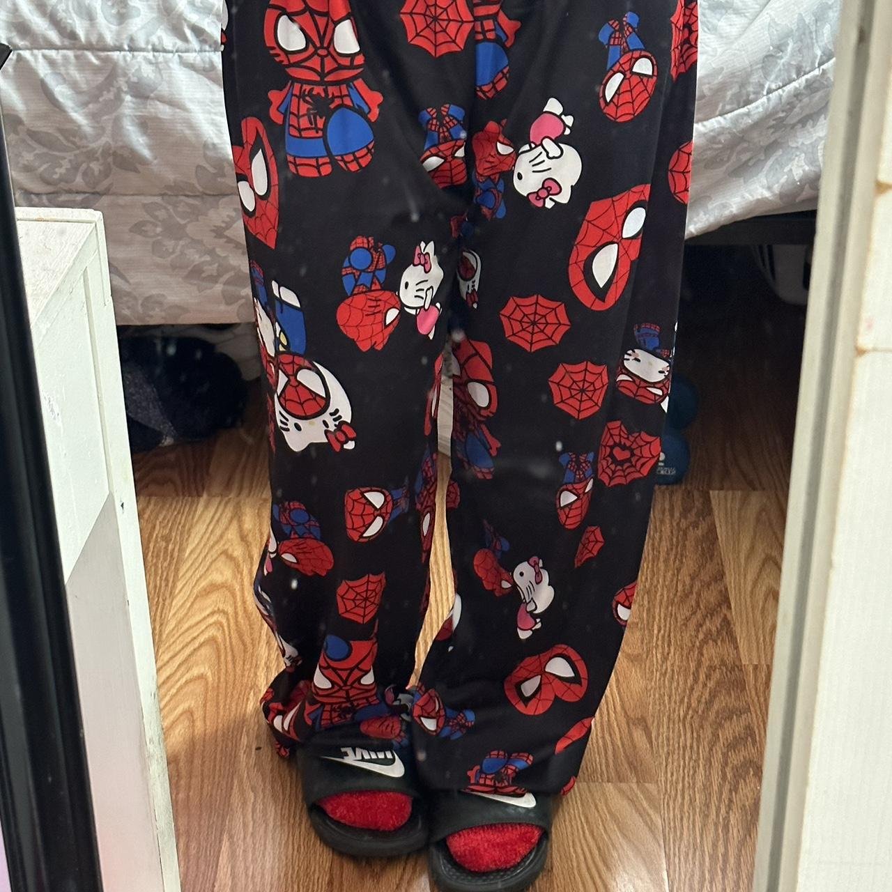 Hello Kitty & Spider-Man Detail Unisex Siyah Eşofman Altı