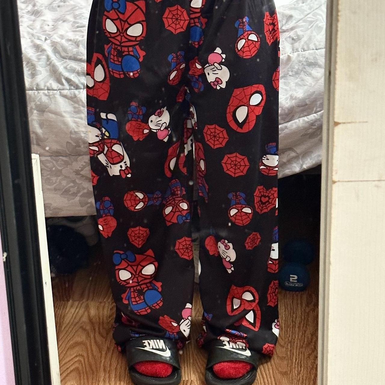 Hello Kitty & Spider-Man Detail Unisex Siyah Eşofman Altı