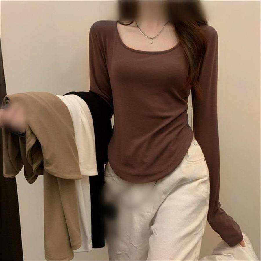 Kahve Basic Uzun Kollu Crop