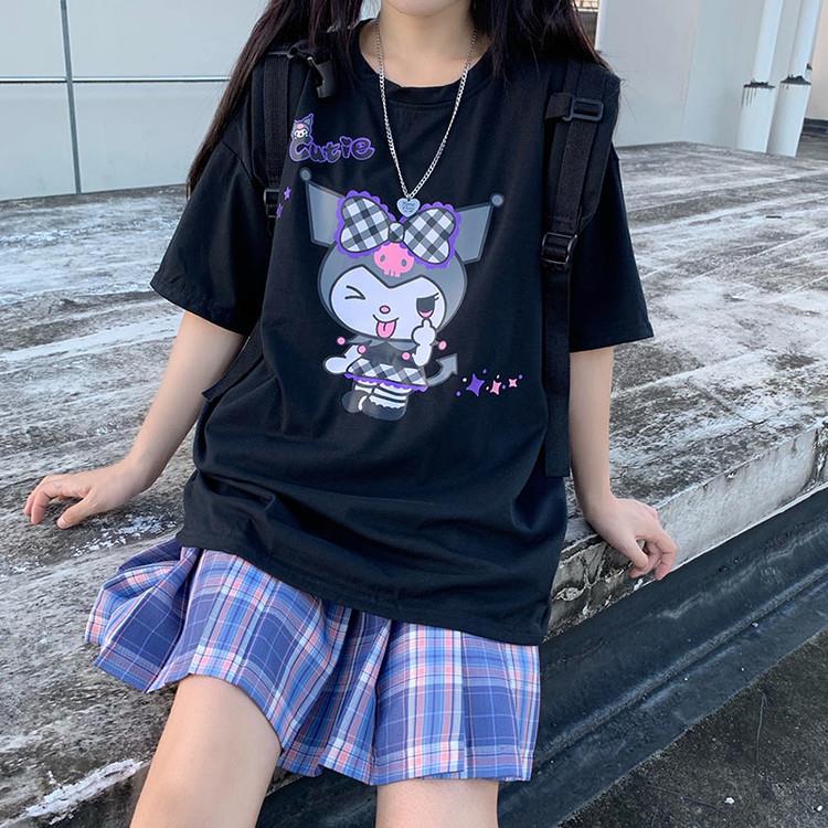 Kuromi Baskılı Siyah T-shirt