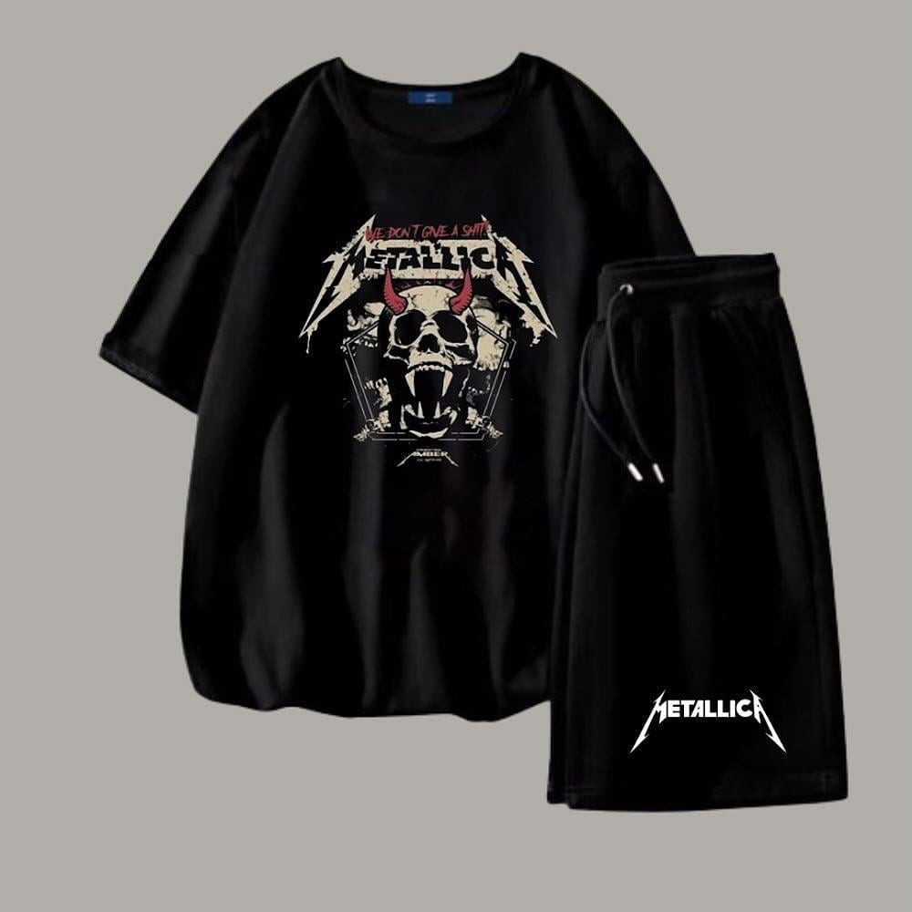 Metallica Detail Unisex Oversize Şort T-shirt Takım