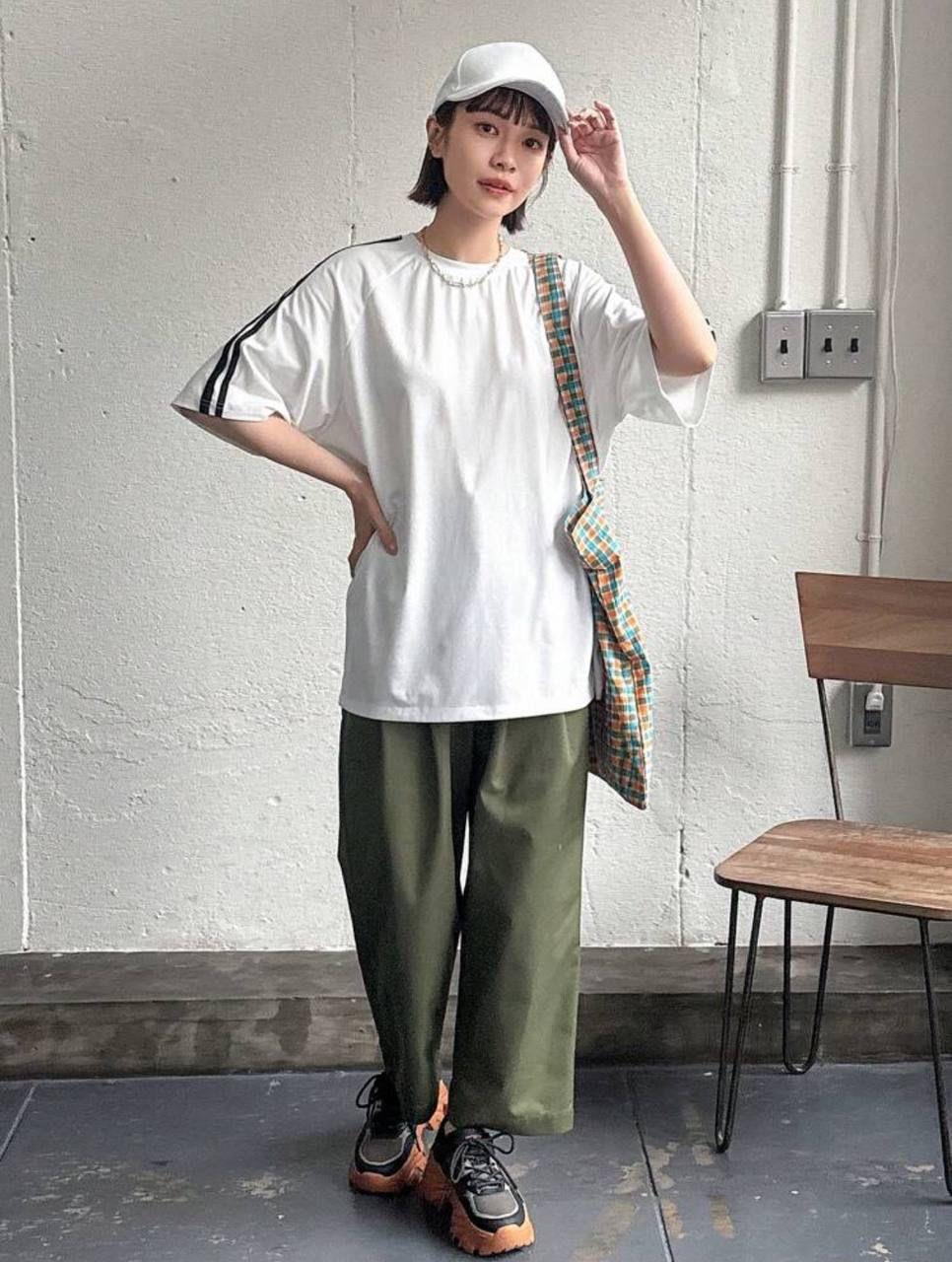 Omuz Çizgili Beyaz Unisex Oversize T-shirt