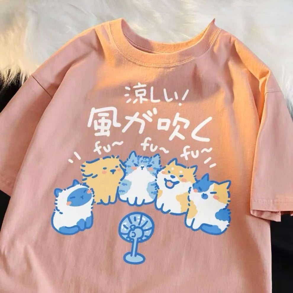 Pembe Beat the Heat Baskılı Kısa Kol Oversize T-Shirt