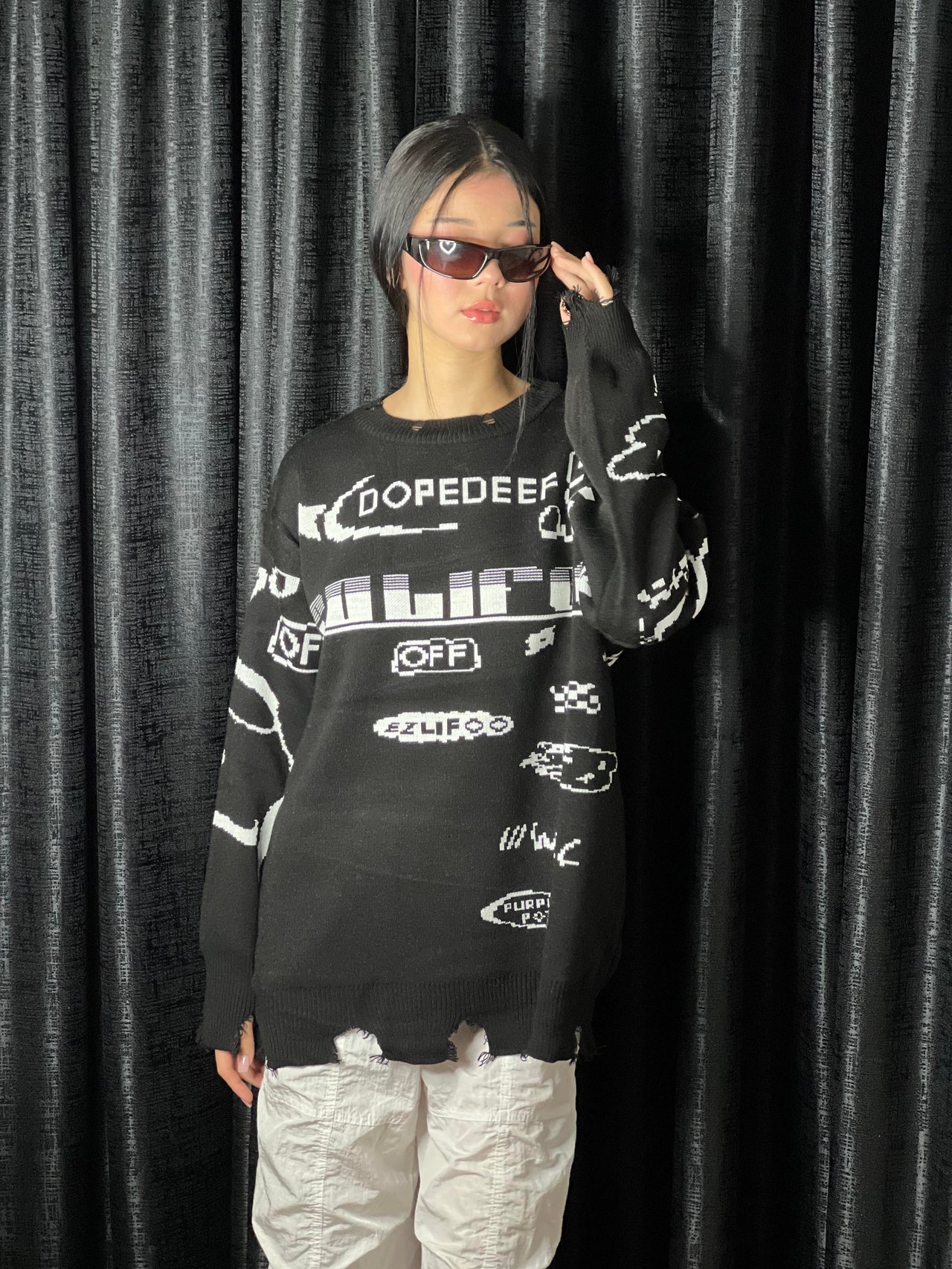 Race Flag Unisex Oversize Siyah Kazak