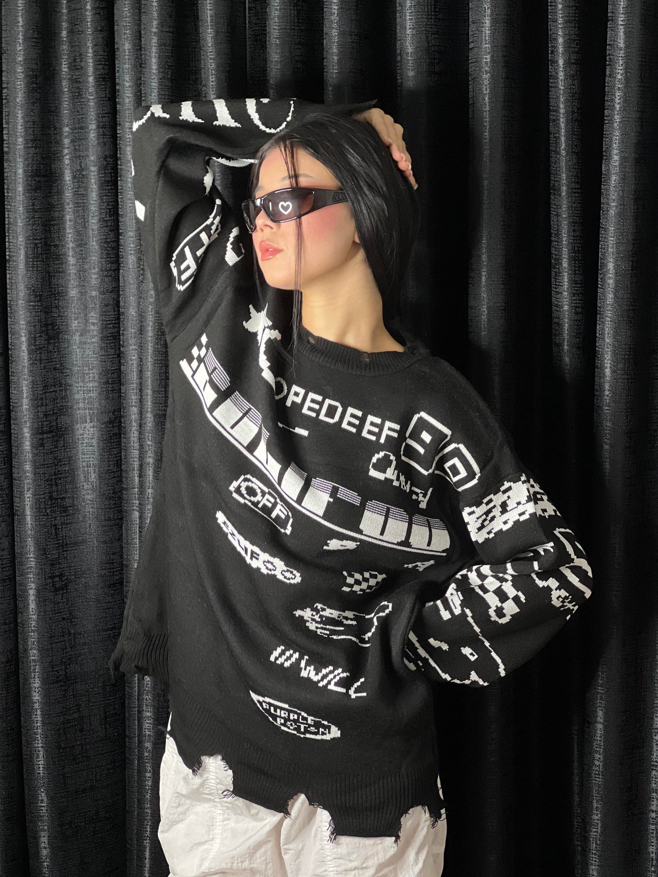 Race Flag Unisex Oversize Siyah Kazak