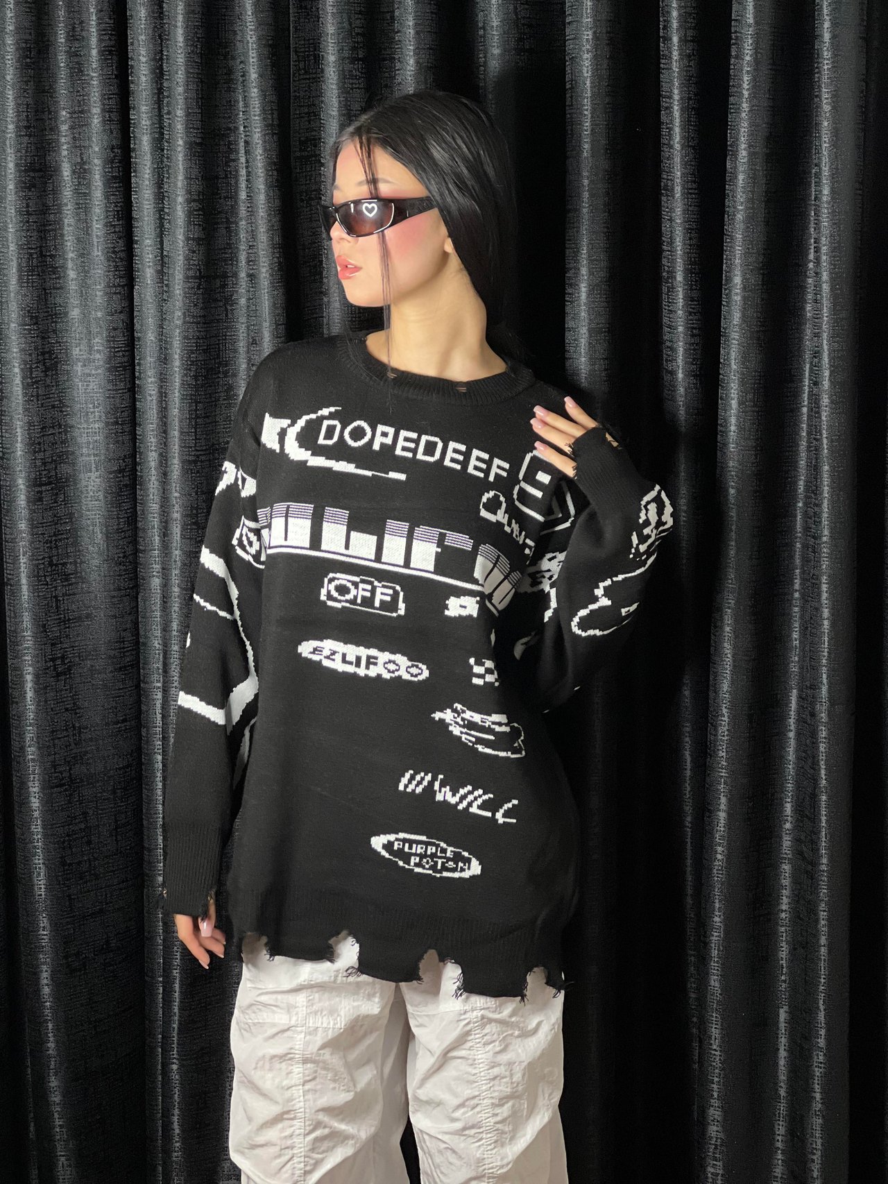 Race Flag Unisex Oversize Siyah Kazak
