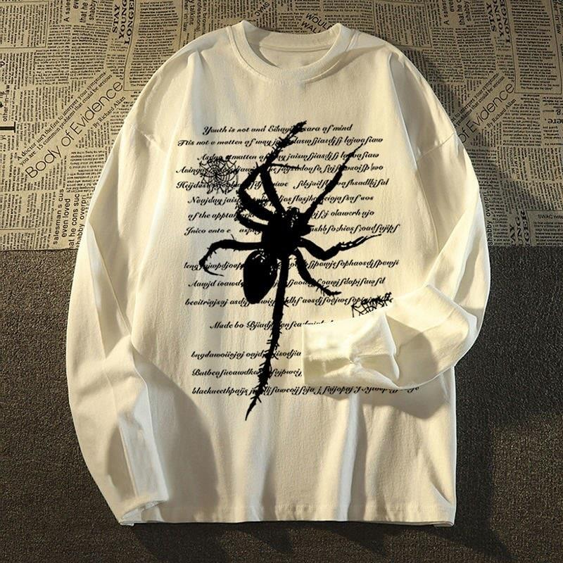 Spider Aesthetic Detail Oversize Beyaz  Sweatshirt 