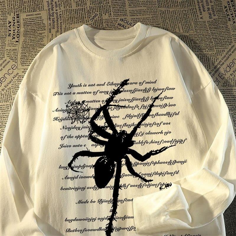 Spider Aesthetic Detail Oversize Beyaz  Sweatshirt 