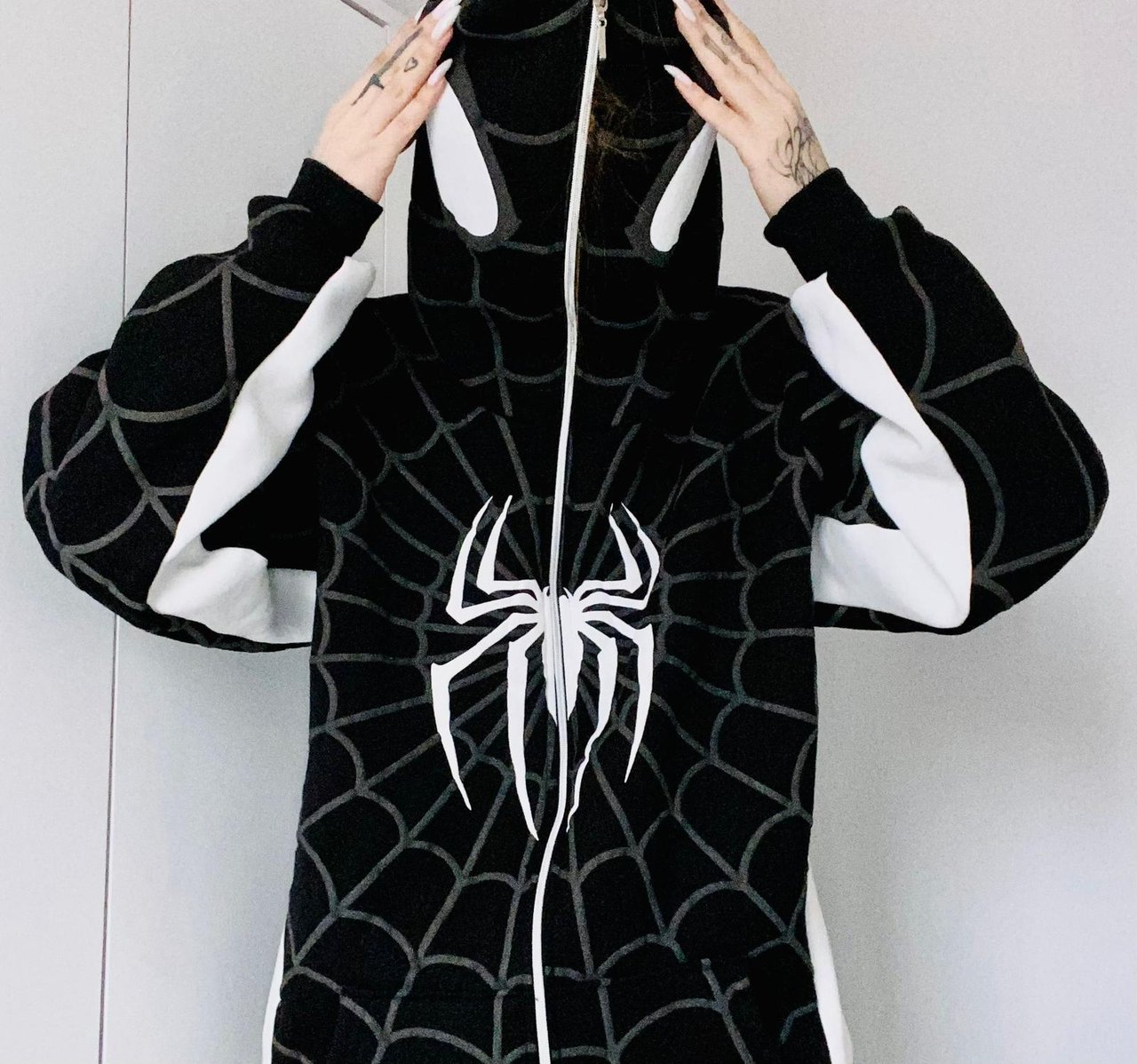 Spider Venom Kabartma Baskılı Full Zip Hırka ( 3 İplik )
