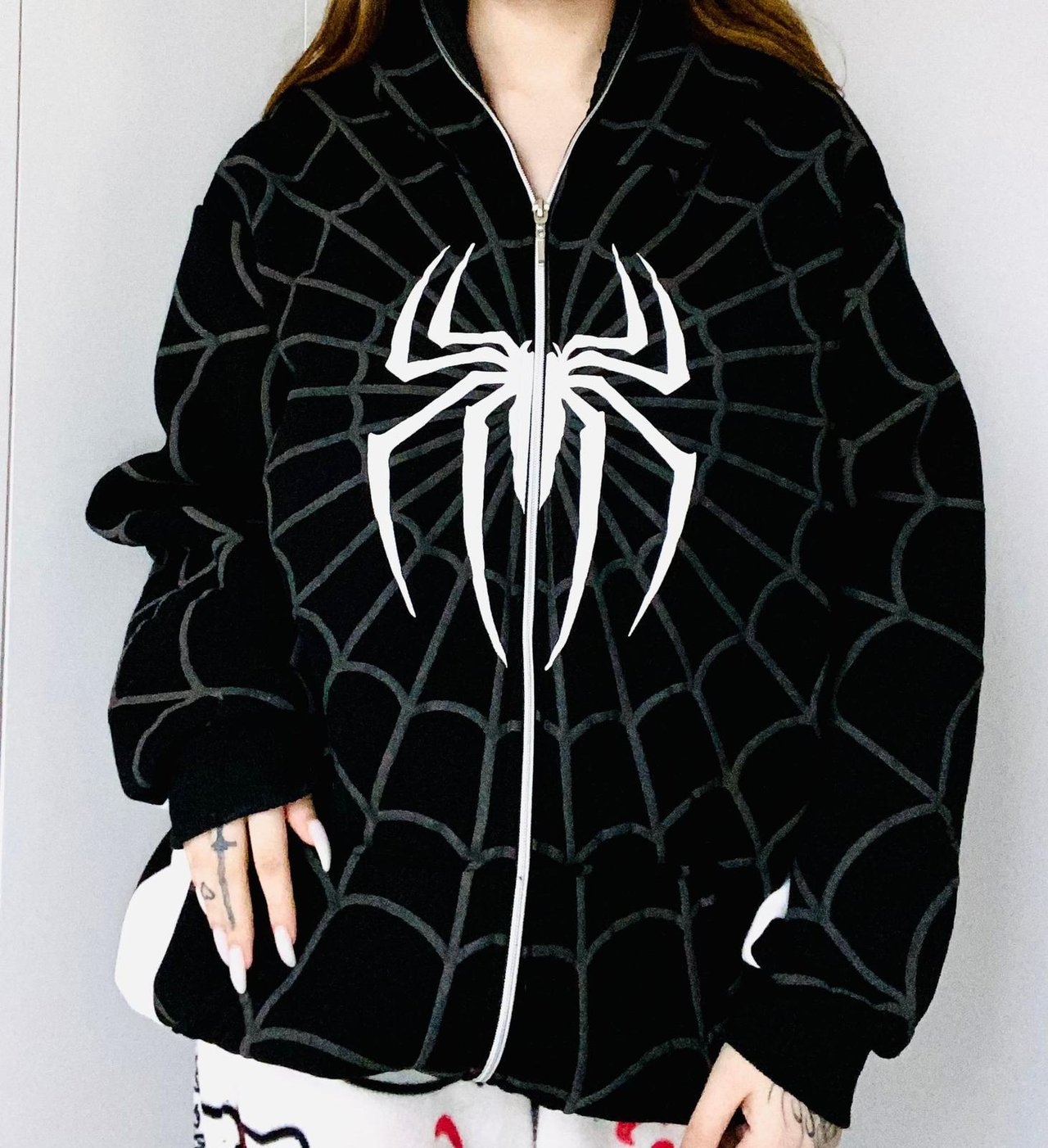 Spider Venom Kabartma Baskılı Full Zip Hırka ( 3 İplik )