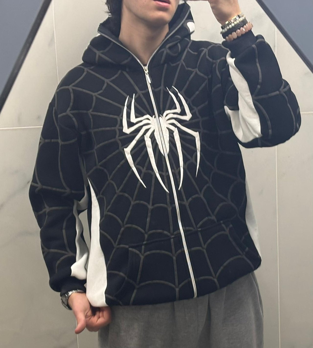 Spider Venom Kabartma Baskılı Full Zip Hırka ( 3 İplik )