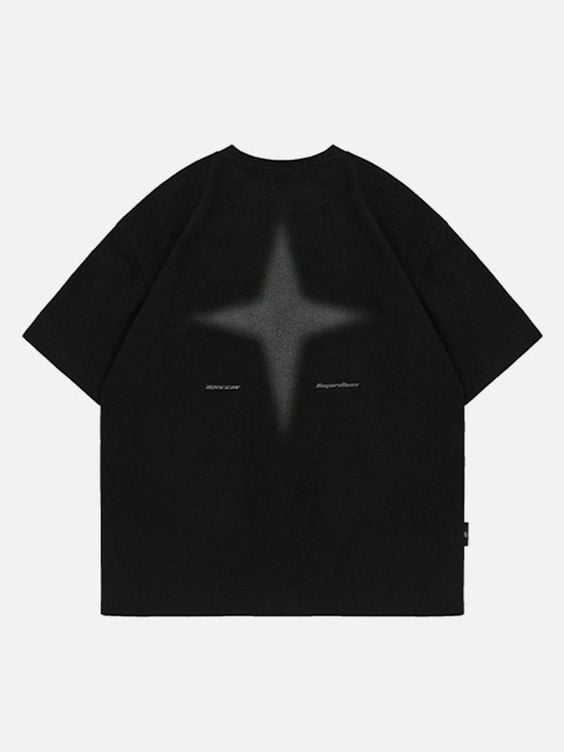 Star Aesthetic Oversize Unisex Siyah T-shirt