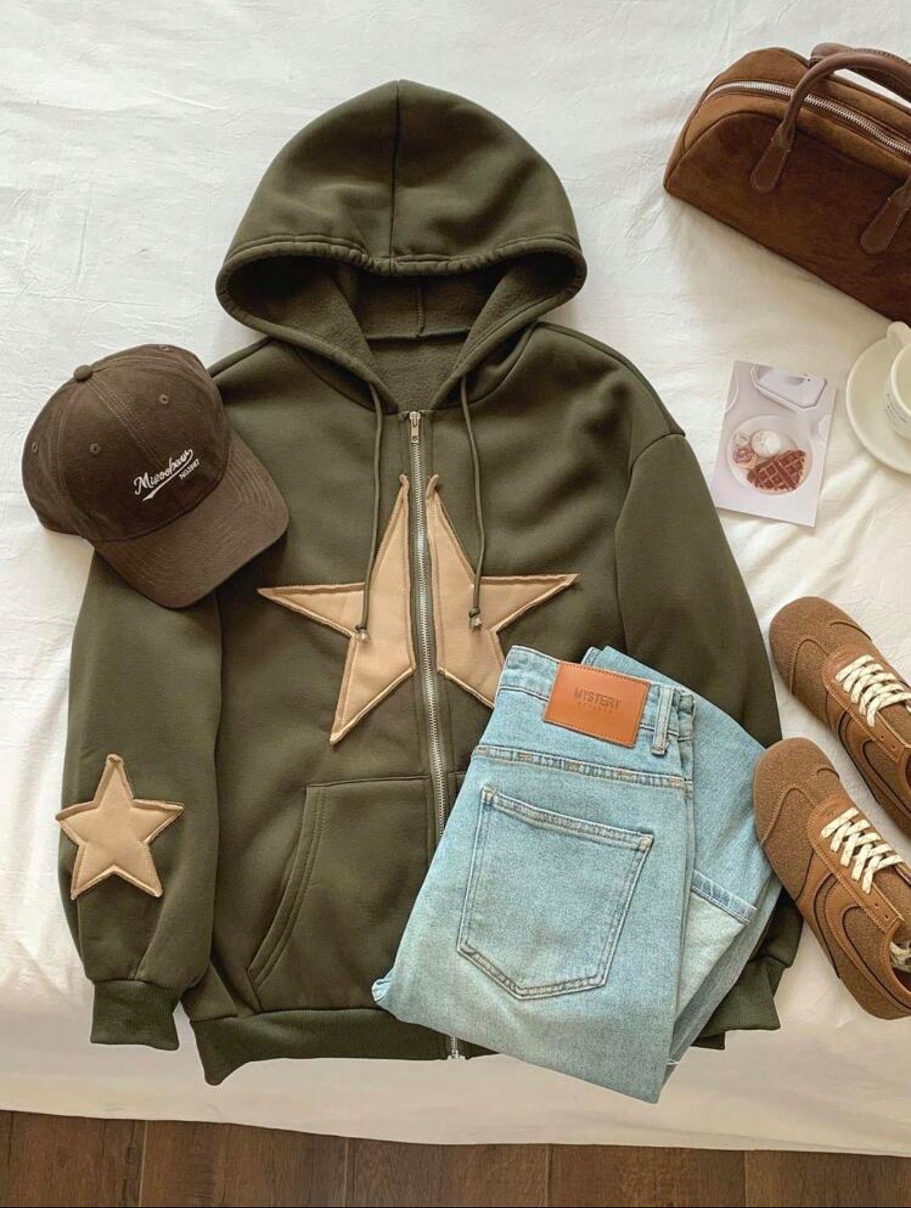 Star Detail Şardonlu Oversize Unisex Hırka