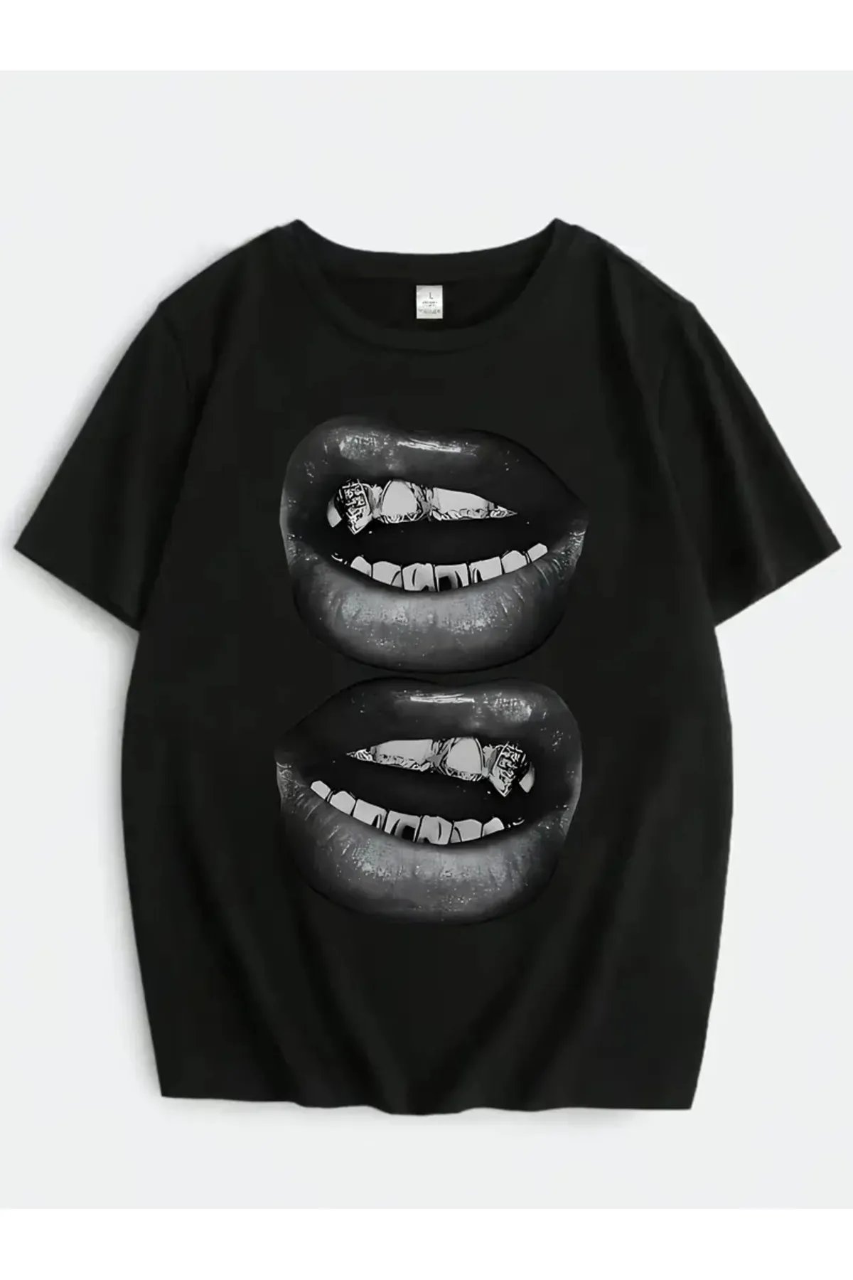 Two Lips Baskılı Unisex Oversize T-shirt