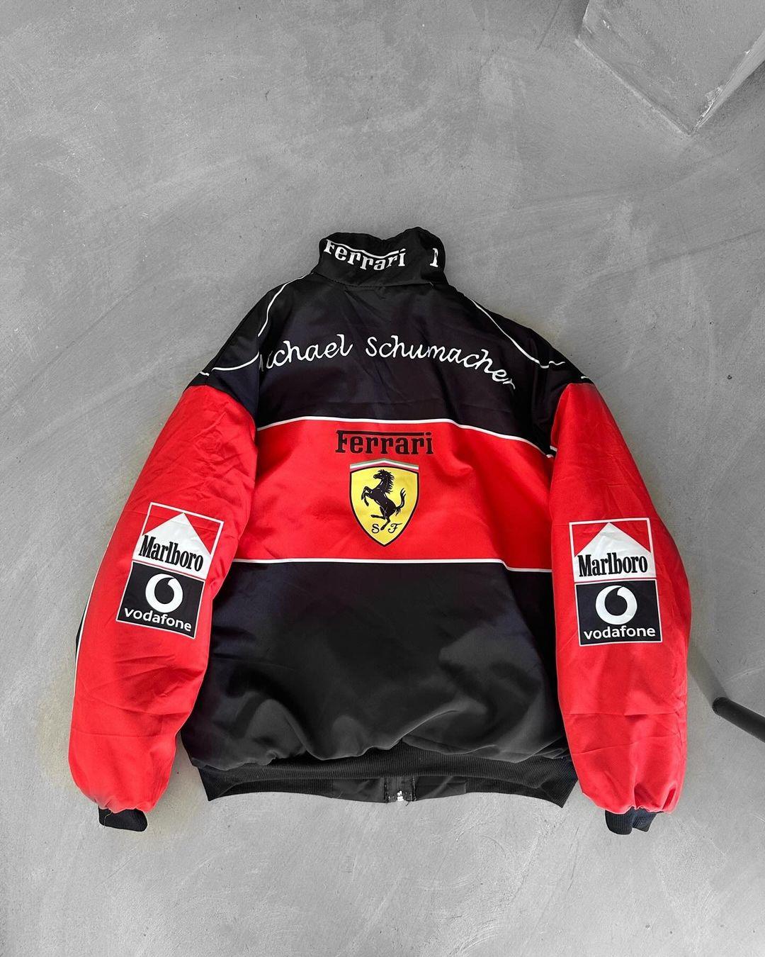 Unisex Oversize Ferrari Baskılı Yarışçı Bomber Ceket