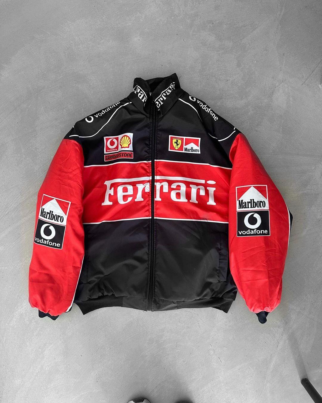Unisex Oversize Ferrari Baskılı Yarışçı Bomber Ceket