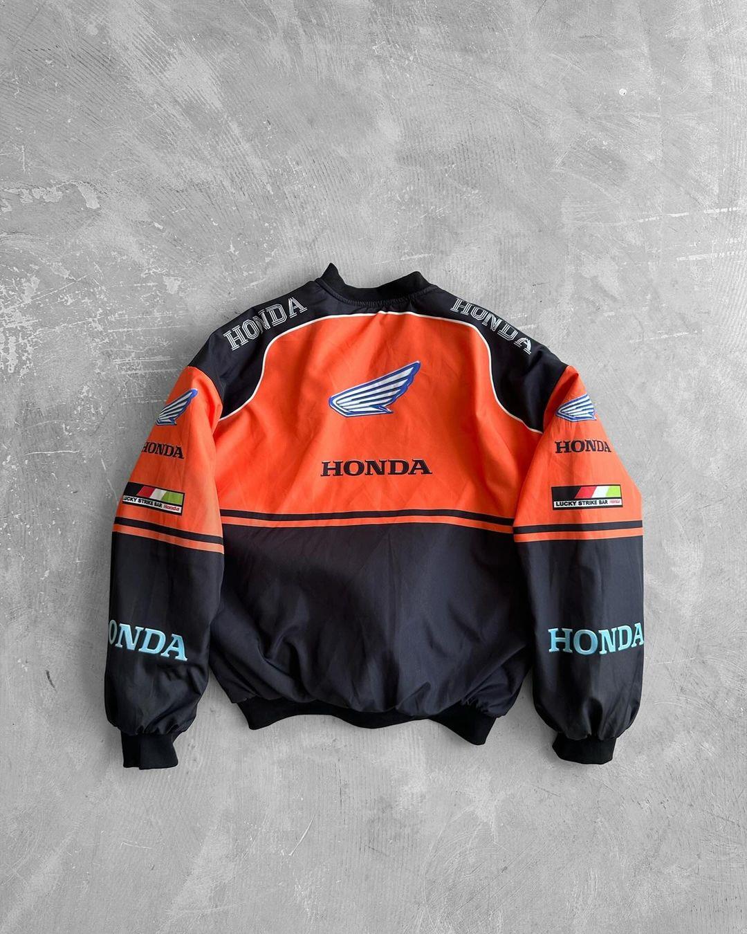 Unisex Oversize Honda Baskılı Yarışçı Bomber Ceket