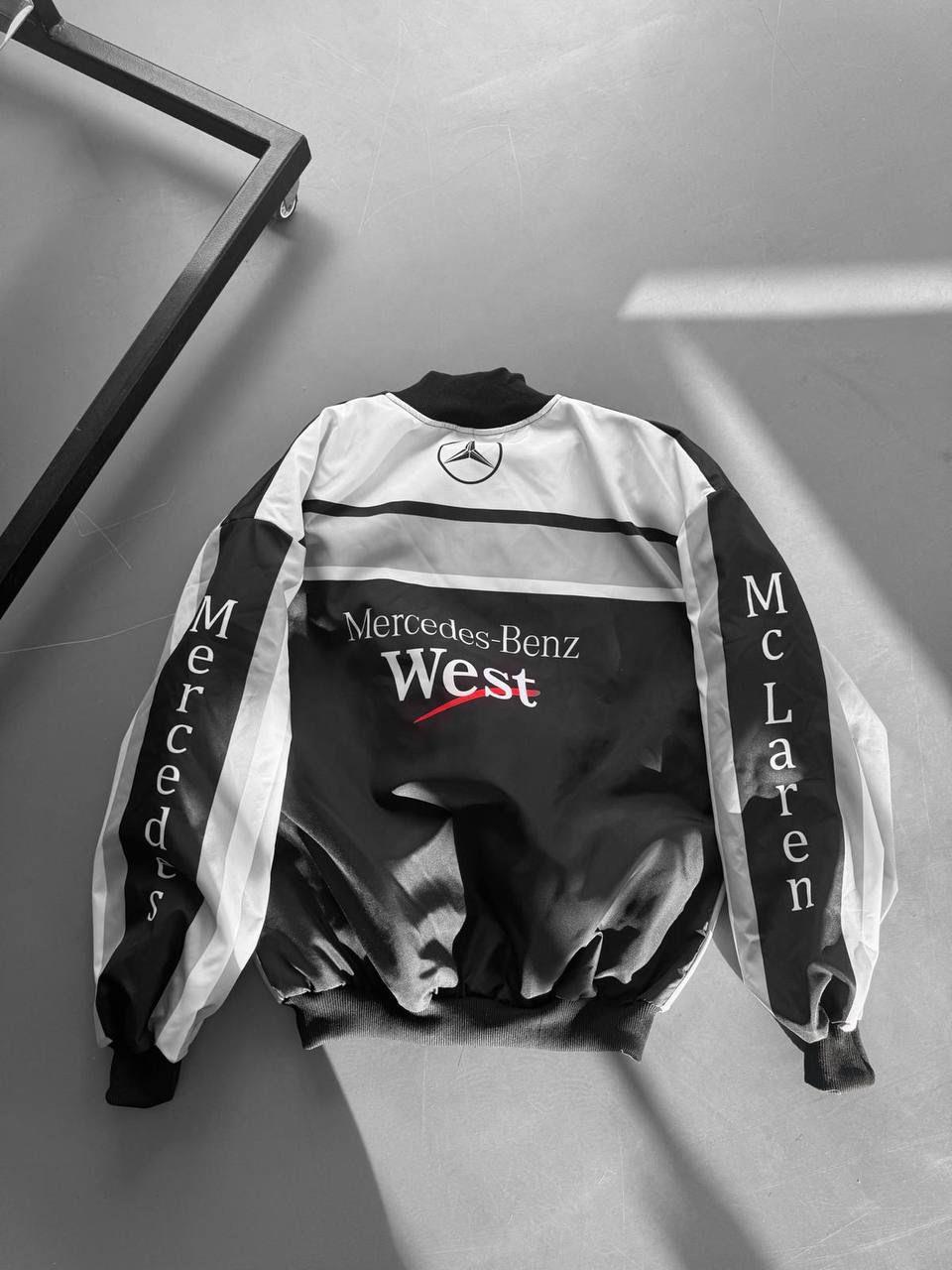 Unisex Oversize Mercedes Baskılı Yarışcı Bomber Ceket