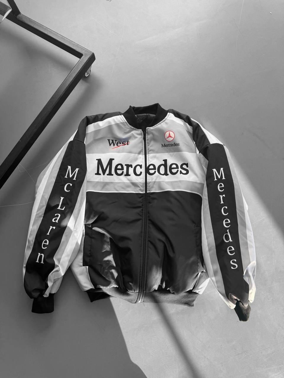 Unisex Oversize Mercedes Baskılı Yarışcı Bomber Ceket